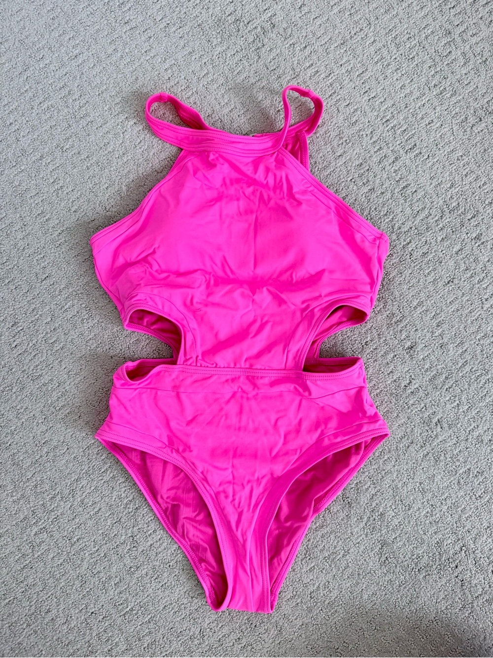 Wimens' Bright Pink One-Piece Cutout Swimsuit